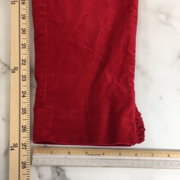 RSVP By Talbots Pants Womens 4 Red Velvet Cotton Skinny‎ Leg Ruffle - Picture 13 of 13